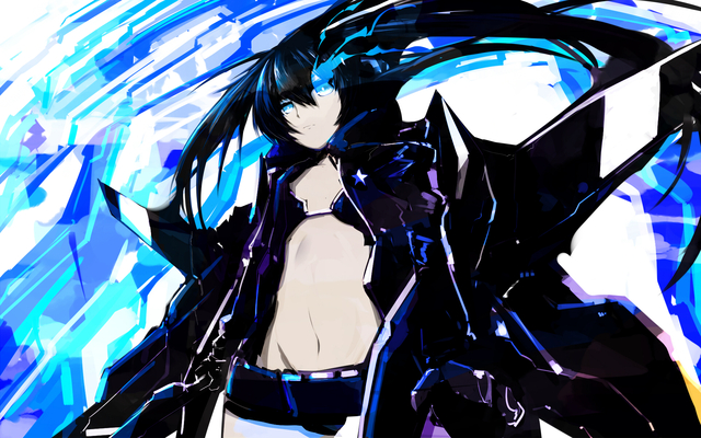 black rock shooter hentai search black hair blue eyes label rock bikini swimsuit konachan twintails shooter shorts kuroi mato