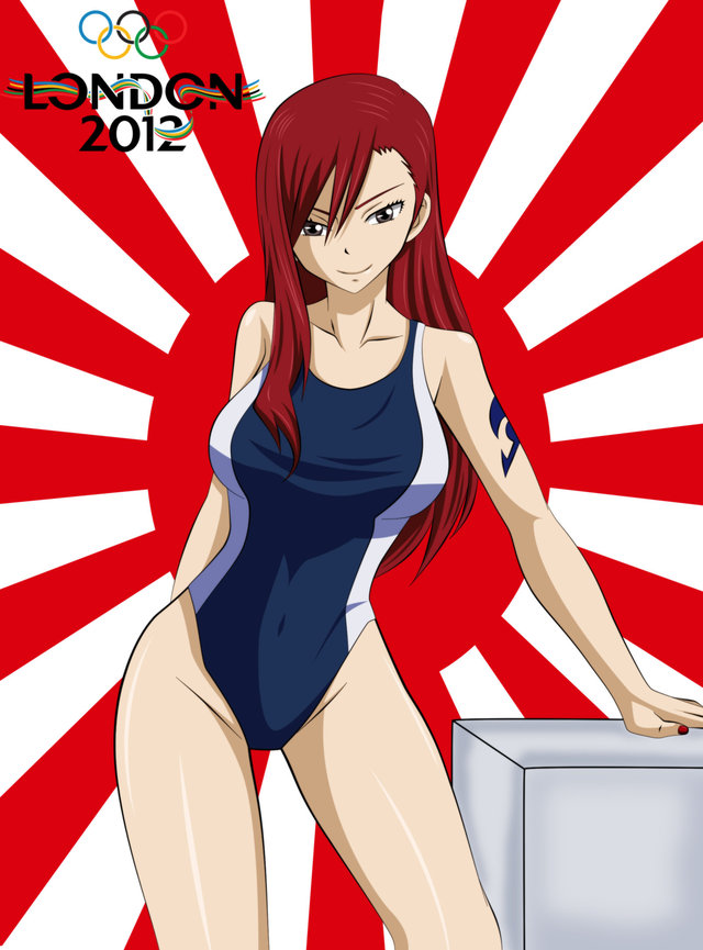 erza hentai pics art swimsuit erza xedor olympics olympic